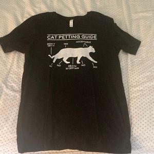 Cat Petting Guide T-Shirt | Black, Single-Sided, Short Sleeved Funny Top